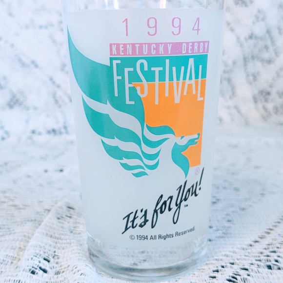 COLLECTIBLE 1994 KENTUCKY DERBY FESTIVAL GLASS/ MINT JULEP RECIPE PEGASUS HORSE - Picture 7 of 8